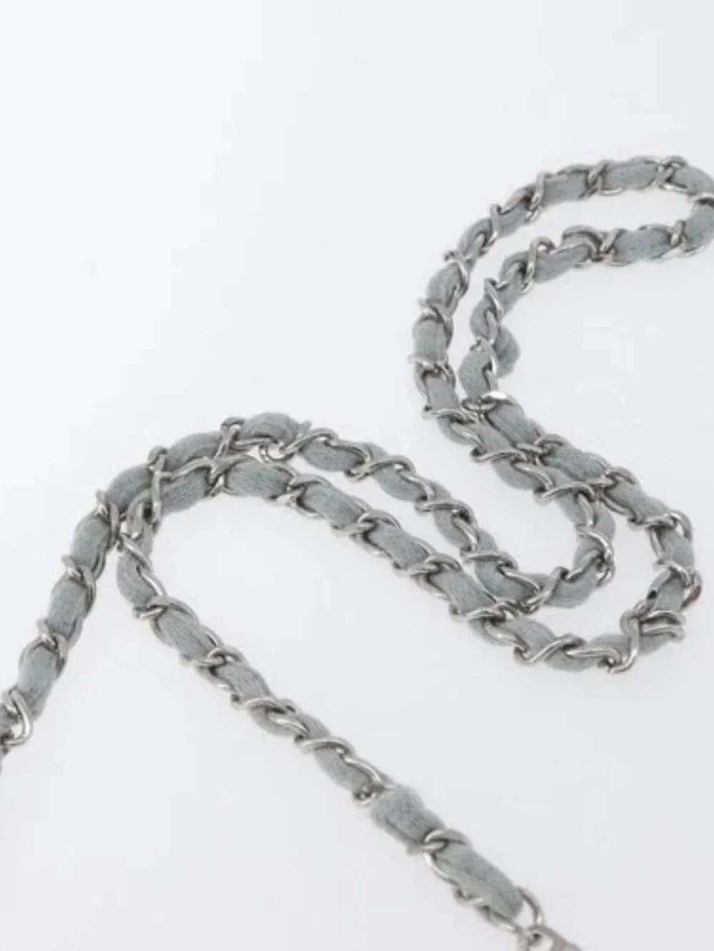 CHANEL Matelasse 26 Chain Shoulder Bag Jersey Gray Silver CC Auth 170659A